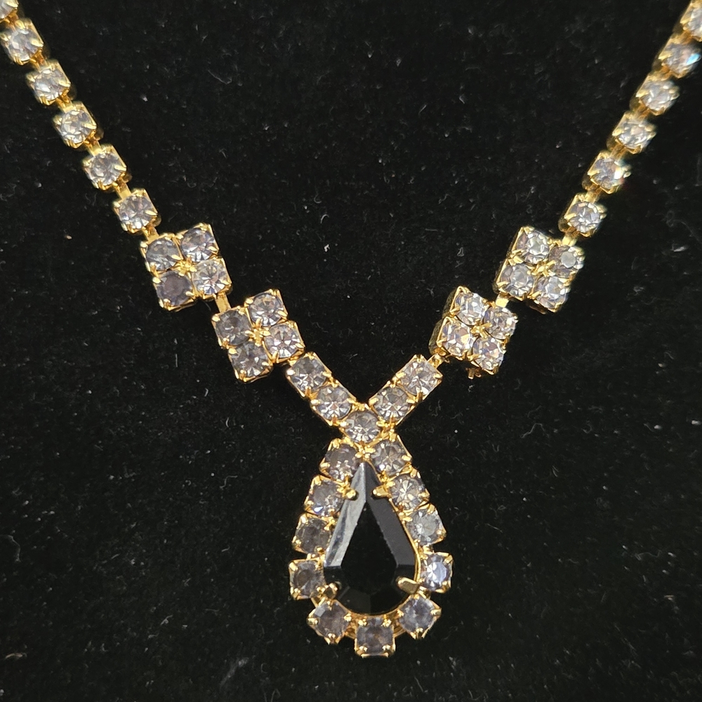 Gold and Black Crystal Necklace
